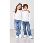 %100 Pamuk Unisex Çocuk Bisiklet Yaka Uzun Kollu Basic Badi 2-10 Yaş