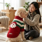 Lady Fify Kedi ve Köpek için Noel Babalı ve Çizgili Yeni Yıl Kazağı