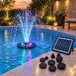 Gaman Güneş Enerjili Rgb LED Işıklı Havuz Fıskiyesi - Solar Panelli Yüzer Fıskiye Çoklu Püskürtme Başlıklı Gölet Süs Fıskiyesi & Kuş Banyosu