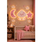Moonly Concept Gökyüzü Pembe Kişiye Özel Kız Çocuk Odası Gece Lambası