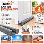 Tumke Kapı Altı Rüzgar Önleyici 3 Adet – U Tipi Kapı Altı Süngeri, Ses Isı Toz ve Böcek Engelleyici Yalıtım Izolasyon Bandıt