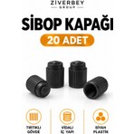 Ziverbey 20 Adet Siyah Sibop Kapağı Universal Uyumlu Lastik Sibop Kapak A Kalite