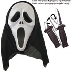 Pandoli Halloween Çığlık Maskesi Ghost Scream Mask Siyah Renk Şaka Bıçağı Hediyeli 1 Adet