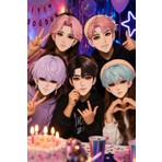 Dodomar K Pop Huntrix Demon Hunters Saja Boys 5'li Karton Maske Seti Aydınlık Yüz