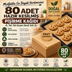 Optimex 80 Adet Doğal Ağartılmamış Kesilmiş Pişirme Kağıdı Yanmaz Yapışmaz Kraft Kahverengi