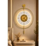 Sevinç Konsept Ledli Orbit Divan Kristal (Büyük Boy 50 x 75 Cm), Modern Dekoratif Sarkaçlı Metal Duvar Saati