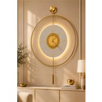 Sevinç Konsept Ledli Divan Tiktok Kristal (Büyük Boy 50 x 75 Cm), Modern Dekoratif Sarkaçlı Metal Duvar Saati