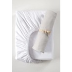 Tiny Lamb Organik Beyaz - Gri Renk Lastikli Bebek Çarşafı 60X120CM - 2 Adet