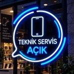 Neon LED Teknik Servis Açık Tabela – Telefon Tablet Bilgisayar Tamir Servisi Işıklı Pleksi Tabela