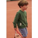 Cigit Etiket Detaylı İnce Mevsimlik Sweatshirt 2-10 Yaş Yağ Yeşili