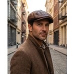 Emybox %100 Hakiki Deri 8 Köşe Kasket Şapka - Peaky Blinders Tarzı Lastikli Erkek Şapka