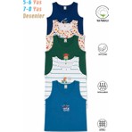Özkan Underwear 31800 5'li Paket Erkek Çocuk Karışık Renkli Desenli Pamuklu Yumuşak Rahat Kalın Askılı Atlet