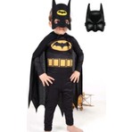 Batman Temalı Çocuk Kostümü - Maskeli ve Pelerinli Siyah Renk 2-3 Yaş Erkek Çocuk İçin