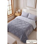 Formeya Çift Kişilik Lüx Gri Wellsoft Yorgan 195x215 cm Pamuk Kumaş Çift Taraflı Yumuşak Özellik