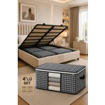 Formeya Baza ve Yatak Altı Uyumlu 4 Adet Lüks Pencereli Dolap Düzenleyici Hurç Baza Altı Hurç 64  x  45  x  22 cm