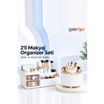 Galeriyo Makyaj Organizeri Çekmeceli Tavşan ve 360 Derece Dönebilen 5 Bölmeli Ikili Set