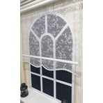 Çiftli Sistem Modern Beyaz Çiçekli Tül Ekru Stor Perde STB4003