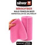 Silver Home 20'li Rulo Mikrofiber Temizlik Bezi 25X30 cm Çok Amaçlı Kopart Kullan Kaliteli Eko Paket Pembe