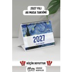 Eldesen Tasarım 2027 Masa Takvimi Van Gogh Spiralli A6 (15X12CM) Orta Boy / Resmi Tatiller ve Hafta Sonları / 12 Ay