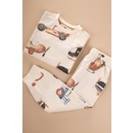 Cigit Desenli Pijama Takımı 2-8 Yaş Ekru Uçak Desen