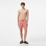 Nautica Men's Red Regular Fit Patterned Swim Shorts