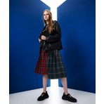 Twist Asymmetric Pleated Plaid Skirt