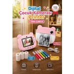 Torima Dijital Fotoğraf Makinesi Çocuk Termal Resim Kağıt Baskılı Yazıcı Kamera Makinesi CMR14 Pembe