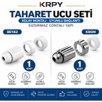 Krpy Taharet Ucu Seti Taharet Çubuğu Ucu Seti 1 Adet Krom 1 Adet Beyaz Taharet Ucu