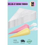 Van Vleck 50’li Kullan At Krema Sıkma Torbası - Pasta, Kek, Krem Şanti Süsleme Poşeti, Hijyenik Set