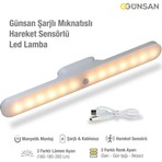 Günsan Şarjlı Mıknatıslı Hareket Sensörlü LED Lamba - Dolap Içi, Mutfak, Kitaplık, Tezgah Altı Aydınlatma - 3 Renk Modu - Dim Edilebilir - Işık Hafıza