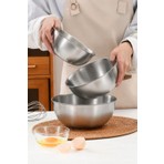 Chavin 3 Lü Çelik 17-19-25 cm Ölçülü Yuvarlak Hamur Yoğurma Salata Karıştırma Kasesi Mutfak Kabı