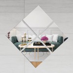 Enc Home 4'lü Kare Çerçevesiz Dekoratif Ayna 20x20 cm Kendinden Yapışkanlı Tasarım