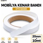 Krpy Mobilya Kenar Bandı Mat Beyaz 20MM x 10 Metre Ütü Bandı Mdf Sunta Dolap Masa Raf Kenar Kaplama