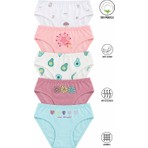 Özkan Underwear Özkan 41603 5'Li Paket Kız Çocuk Karışık Renkli Desenli Pamuklu Yumuşak Slip Külot