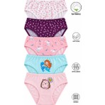 Özkan 41603 5'li Paket Kız Çocuk Karışık Renkli Desenli Pamuklu Yumuşak Slip Külot