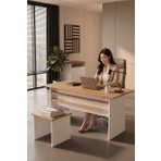 KODIGU Palma Ofis Takımı | 140X60CM Ofis Çalışma Masası | Ofis Dolabı | Sehpa | Ofis Set | 3 Parça Ofis Masa Takımı