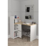 Dolaplı ve Kitaplıklı L Şeklinde Çalışma Masası ile Modern Ofis