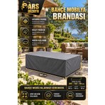 Ars Dizayn Bahçe Mobilya Brandası 300X160X80 cm Masa Sandalye Koruma Örtüsü Kılıf Gri Su Geçirmez