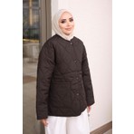 İmaj Butik Kahverengi Cepli Kapitone Çıtçıtlı Mont