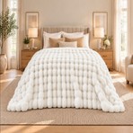 Merinos Angora Bubble Tavşan Tüyü Kutulu 220CM x 240CM Çift Kişilik Battaniye