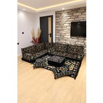 Feyza Decor Home Anadolu Şark Köşesi Takımı 13 Parça | Kilim ve Puf Dahil Süngerli Sedir Seti