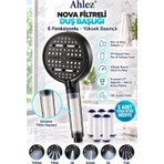 Ahlez Nova Filtreli Duş Başlığı ve 5 Yedek Filtre | Su Arıtmalı, Klor ve Kireç Önleyici