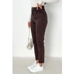Hlt Jeans Kadın Kahverengi Mom Yüksek Bel Likralı Jean Kot Pantolon ANNA-2074