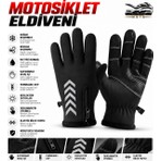 Assa Moto Su ve Rüzgar Geçirmez Softshell Unisex Siyah Renk Scooter, Bisiklet-Motosiklet Eldiveni Dokunmatik Özellikli Kışlık Rüzgar Geçirmez Kaymaz Sporoutdor