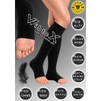 Wibtex Diz Altı Varis Çorabı Burnu Açık Çorap (Siyah Renk) Orta Basınç Ccl2 (Çift Bacak)