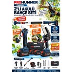 Prohummer PHM011-2M Teleskopik Uzatmalı Profesyonel Akülü Kömürsüz Motor 2li Bahçe Seti - 32MM Dal Budama Makası, 15CM Dal Budama Testeresi ve 2m Uzatma Çubuğu 21V 3AH Çift Batarya
