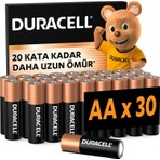 Duracell BASIC AA Alkalin Kalem Pil (30'lu Paket)