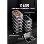 Businesshoess 10 Adet Şeffaf Erkek Ayakkabı Saklama Kutusu ve Düzenleyici 21 x 36 cm
