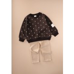 Cigit Kadife Taytlı Sweatshirt Takım 2-10 Yaş Kahverengi