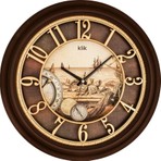 Klik Babil Duvar Saati 46 cm Dekoratif Kalyon Desenli